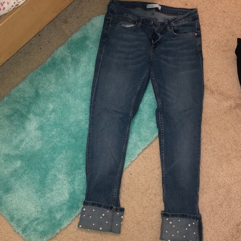 ZARA | Pearl Cuff Jeans